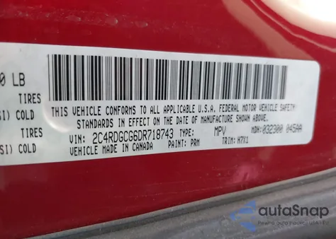 2013 Dodge Grand Caravan Sxt from USA, damaged, VIN 2C4RDGCG6DR718743